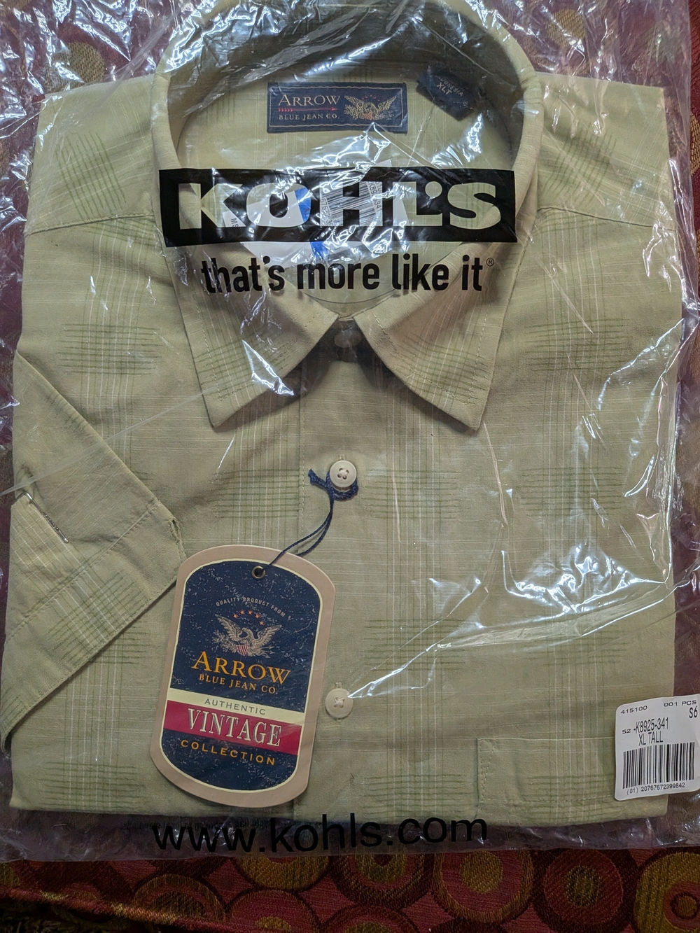 Arrow Men’s Short-Sleeve Button-Down Shirt - Light Olive Green
